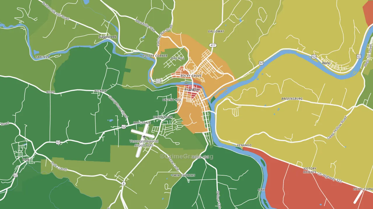 Franklin, PA Map of Theft Rates