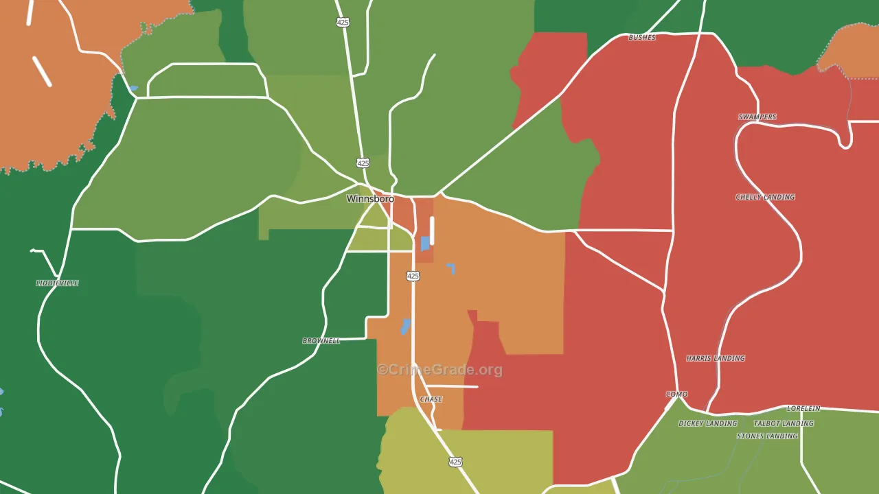 Franklin Parish, LA Map of Theft Rates