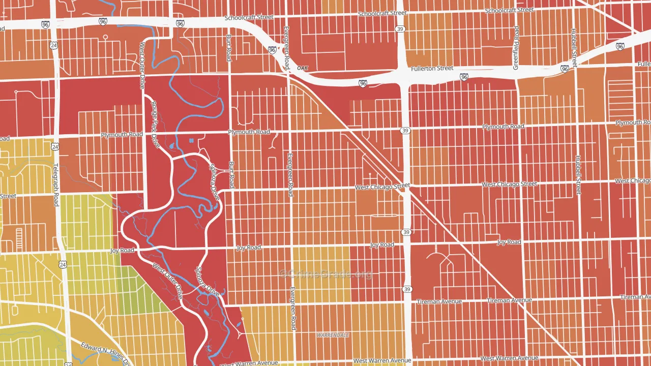 Franklin Park, Detroit, MI Map of Theft Rates