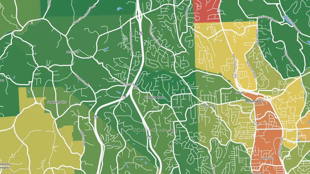 Franklin Park, PA Map of Theft Rates
