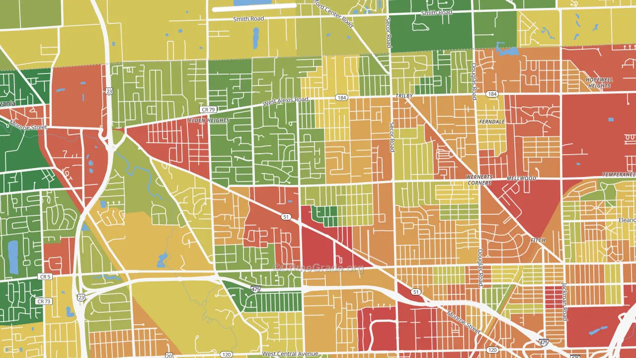 Franklin Park, Toledo, OH Map of Theft Rates