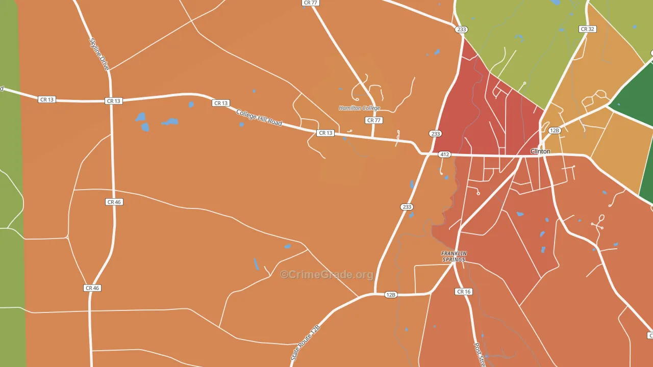 Franklin Springs, NY Map of Theft Rates