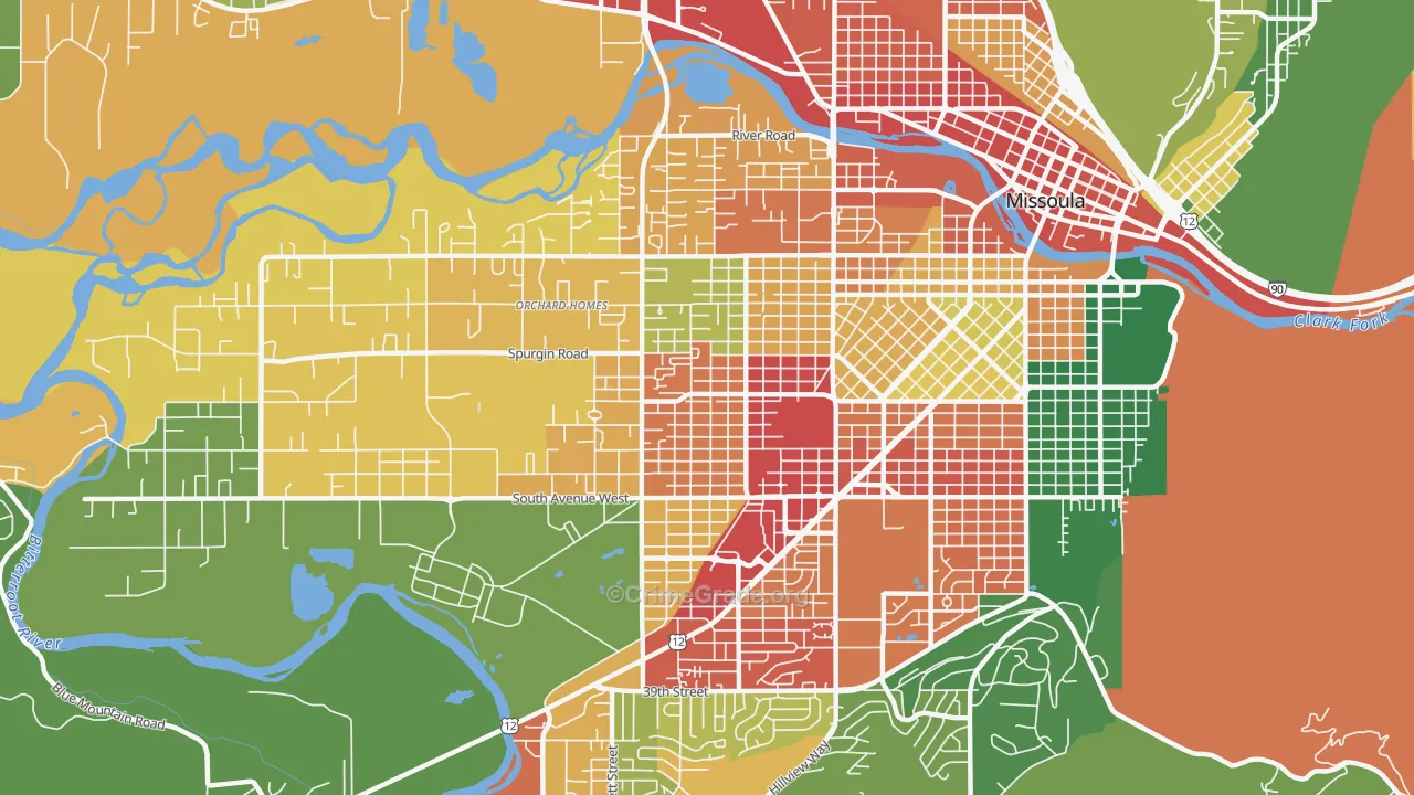 Franklin To The Fort, Missoula, MT Map of Theft Rates