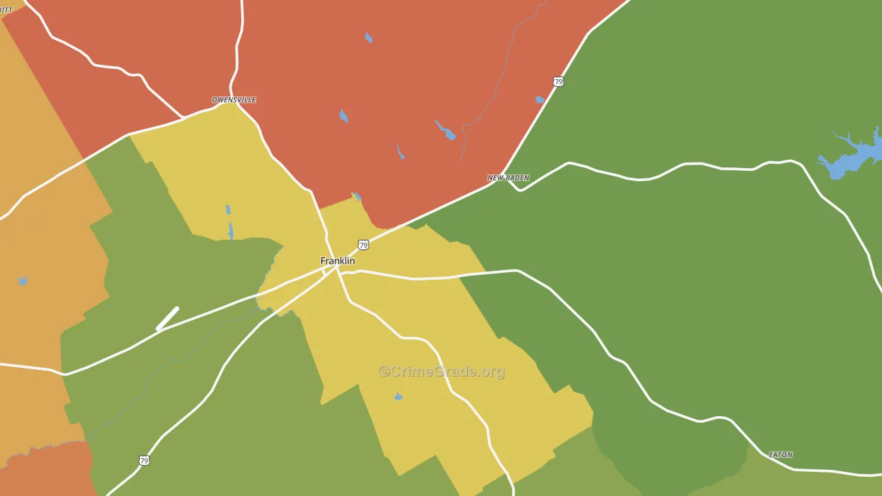 Franklin, TX Map of Theft Rates