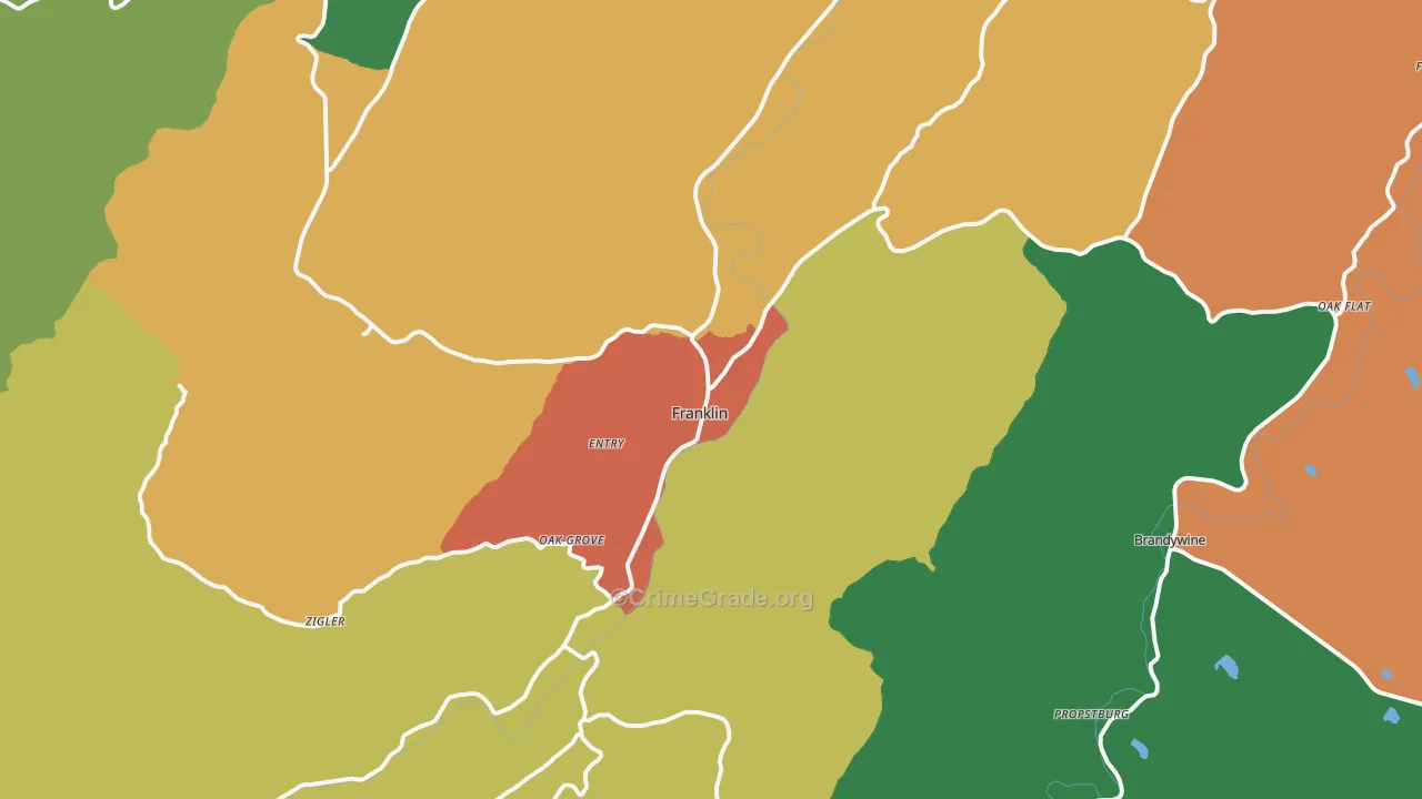 Franklin, WV Map of Theft Rates