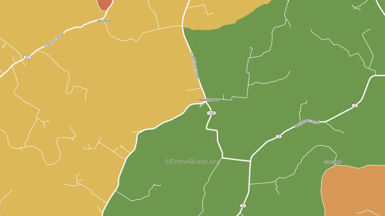 Franklinton, KY Map of Theft Rates