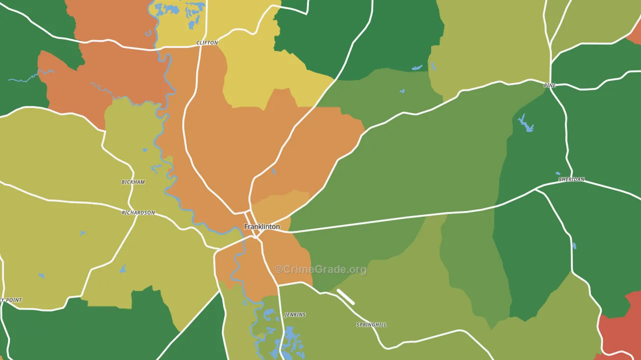 Franklinton, LA Map of Theft Rates