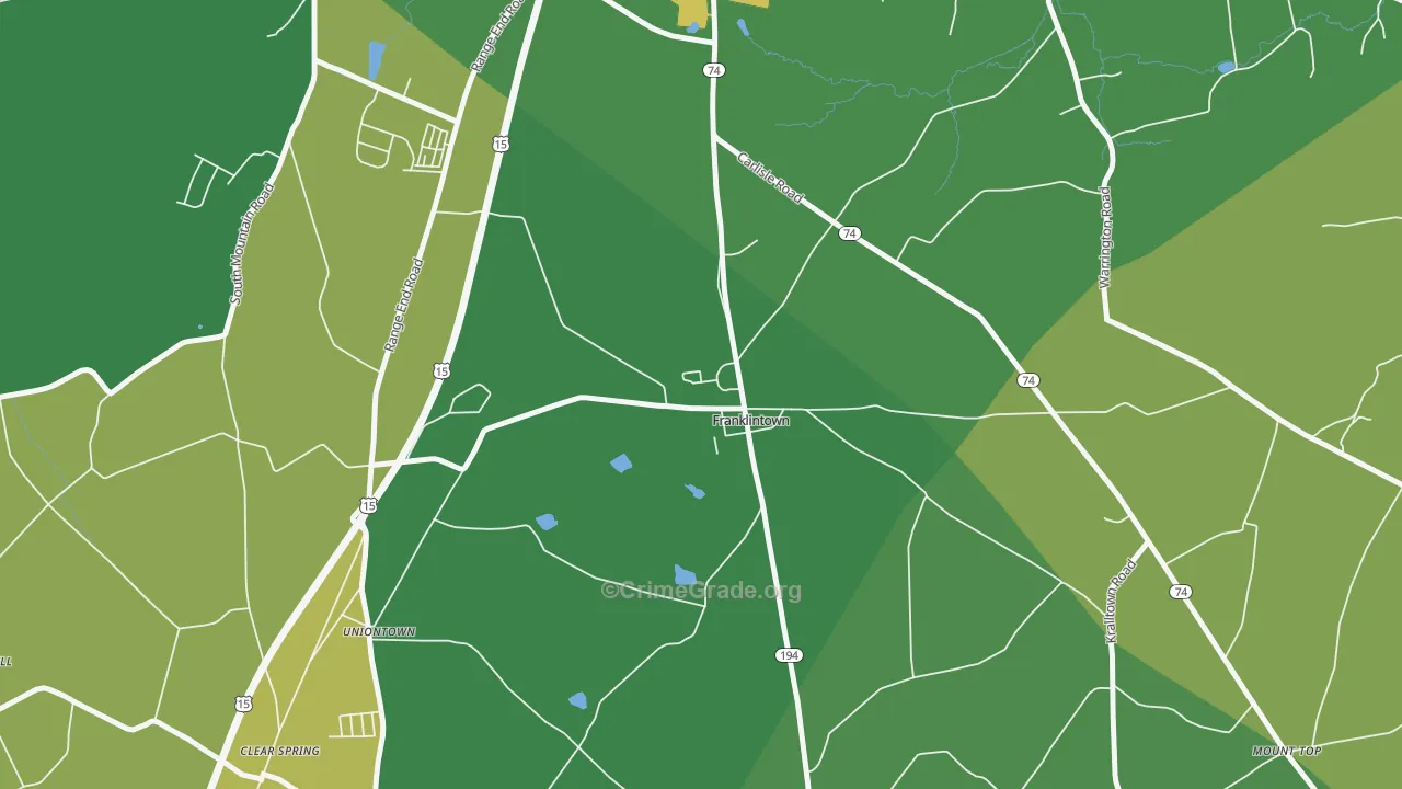 Franklintown, PA Map of Theft Rates