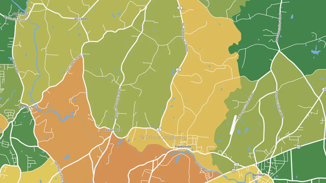 Franklinville, NC Map of Theft Rates
