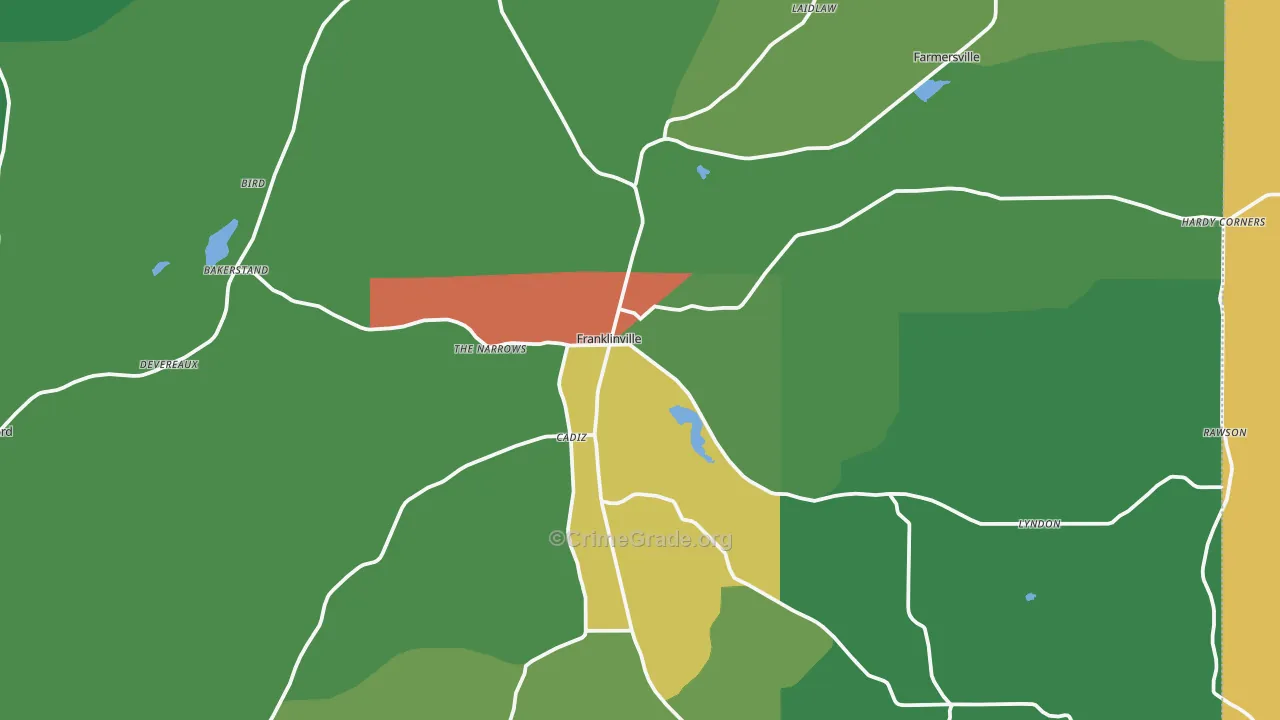 Franklinville, NY Map of Theft Rates