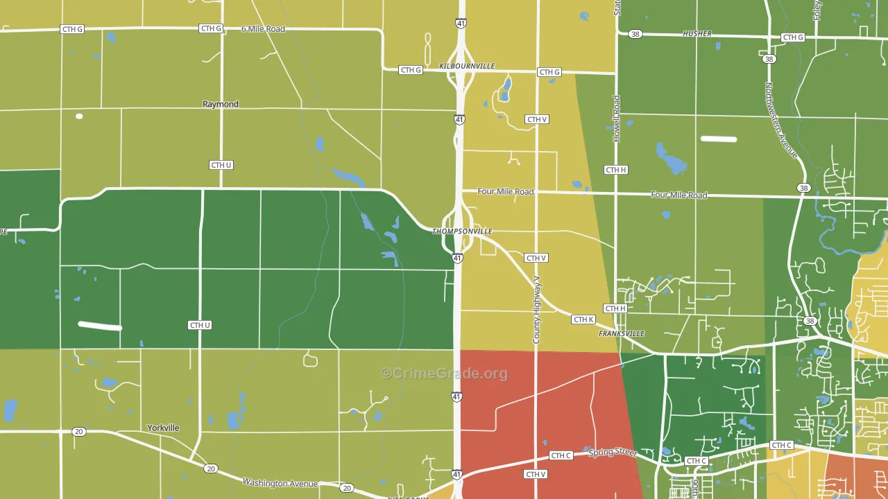 Franksville, WI Map of Theft Rates
