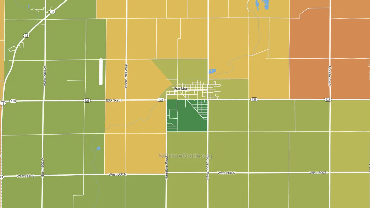 Frankton, IN Map of Theft Rates