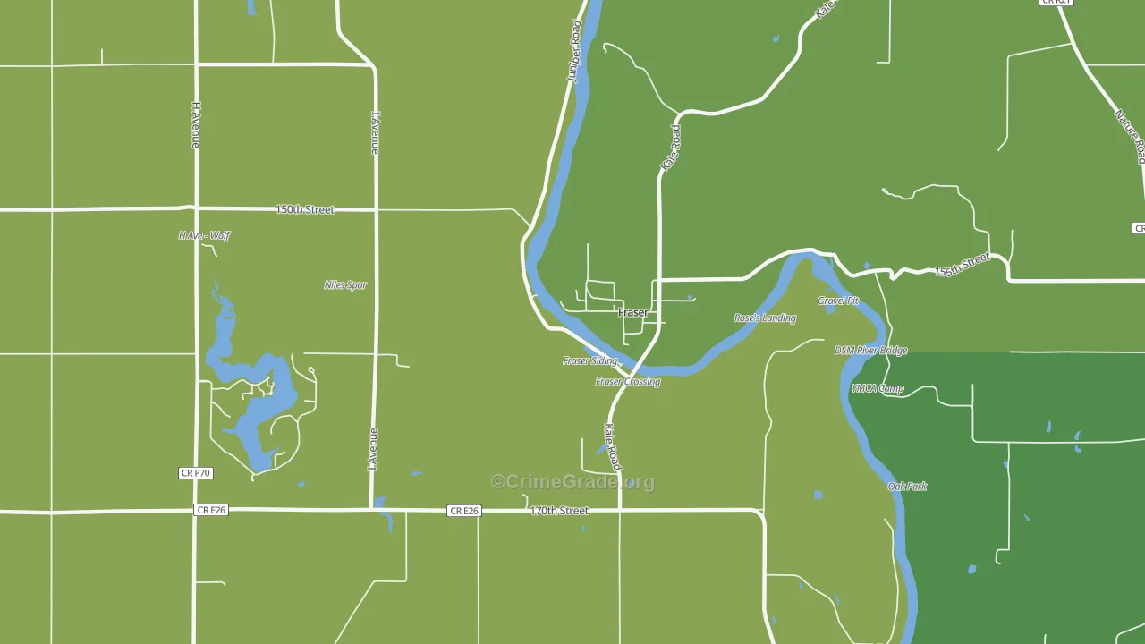 Fraser, IA Map of Theft Rates