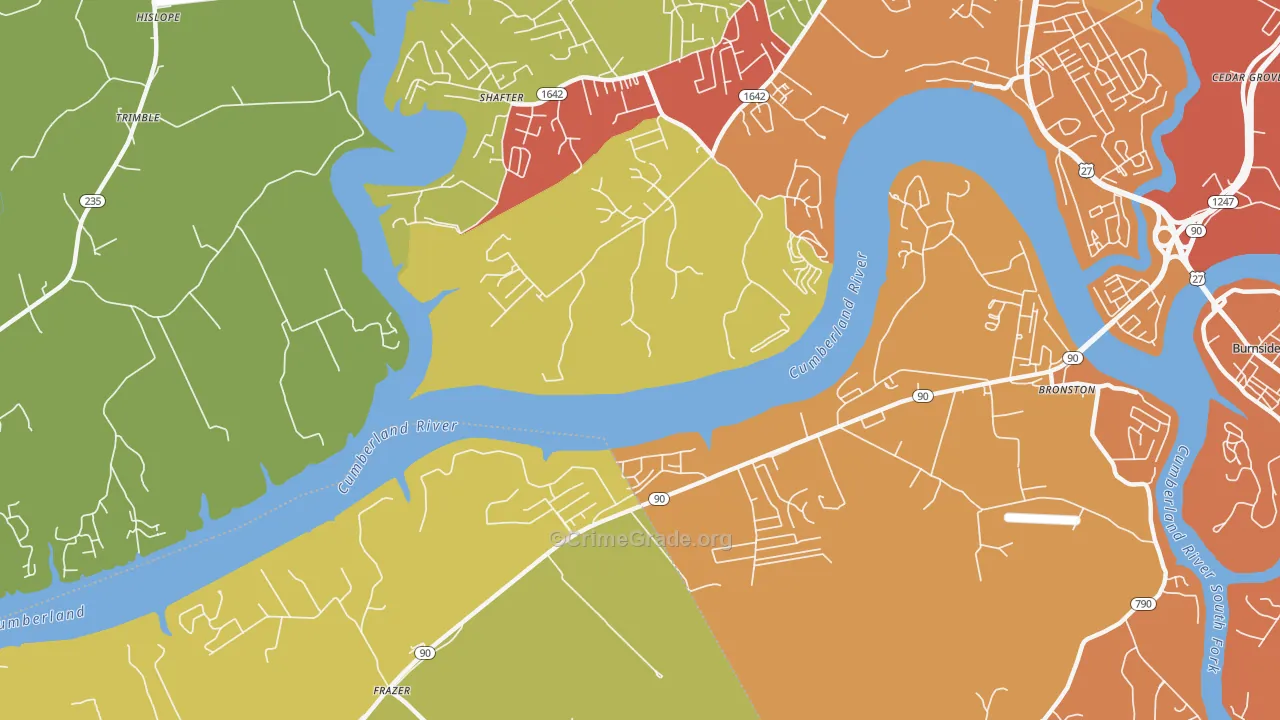 Frazer, KY Map of Theft Rates