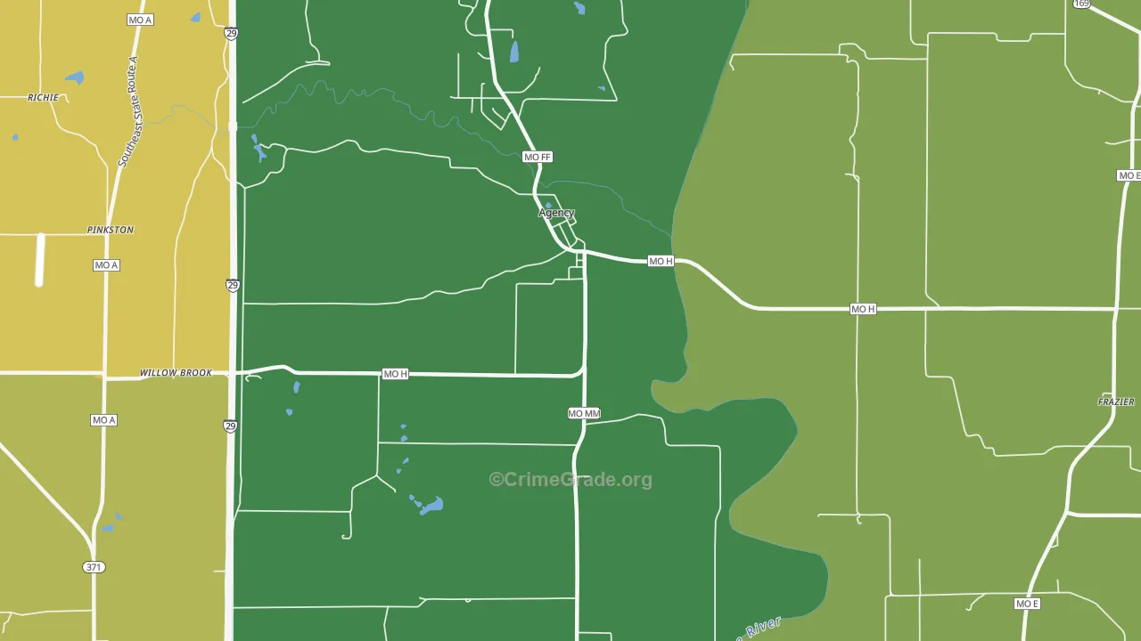 Frazier, MO Map of Theft Rates