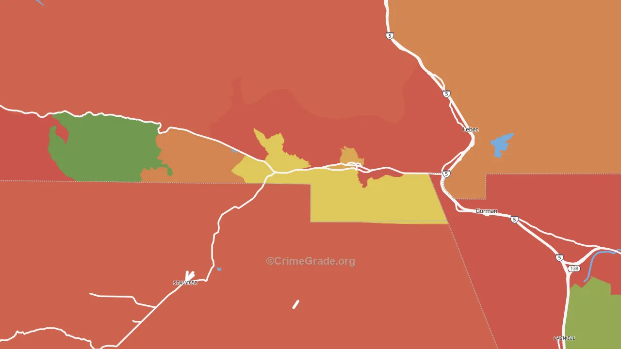 Frazier Park, CA Map of Theft Rates