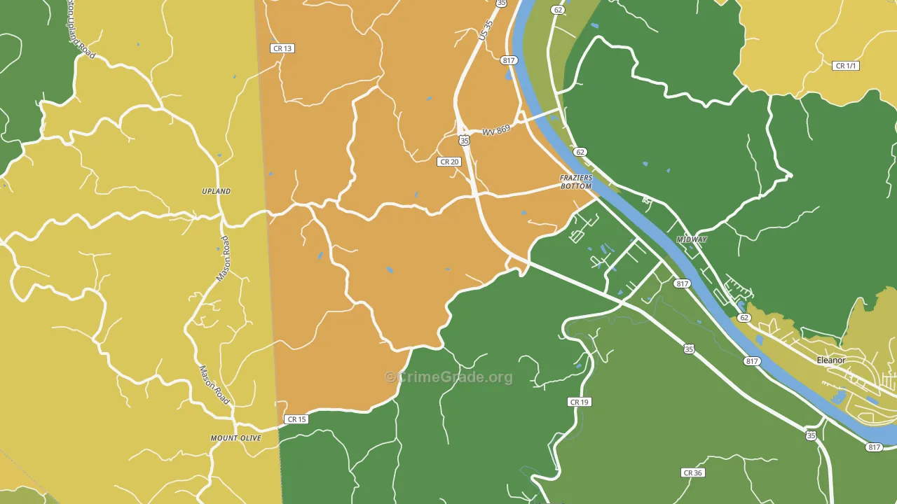 Fraziers Bottom, WV Map of Theft Rates