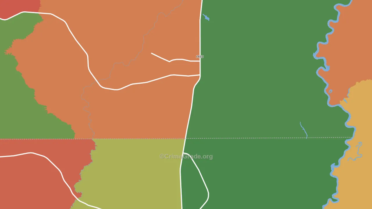 Fred, TX Map of Theft Rates