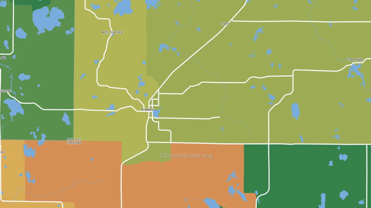 Frederic, WI Map of Theft Rates