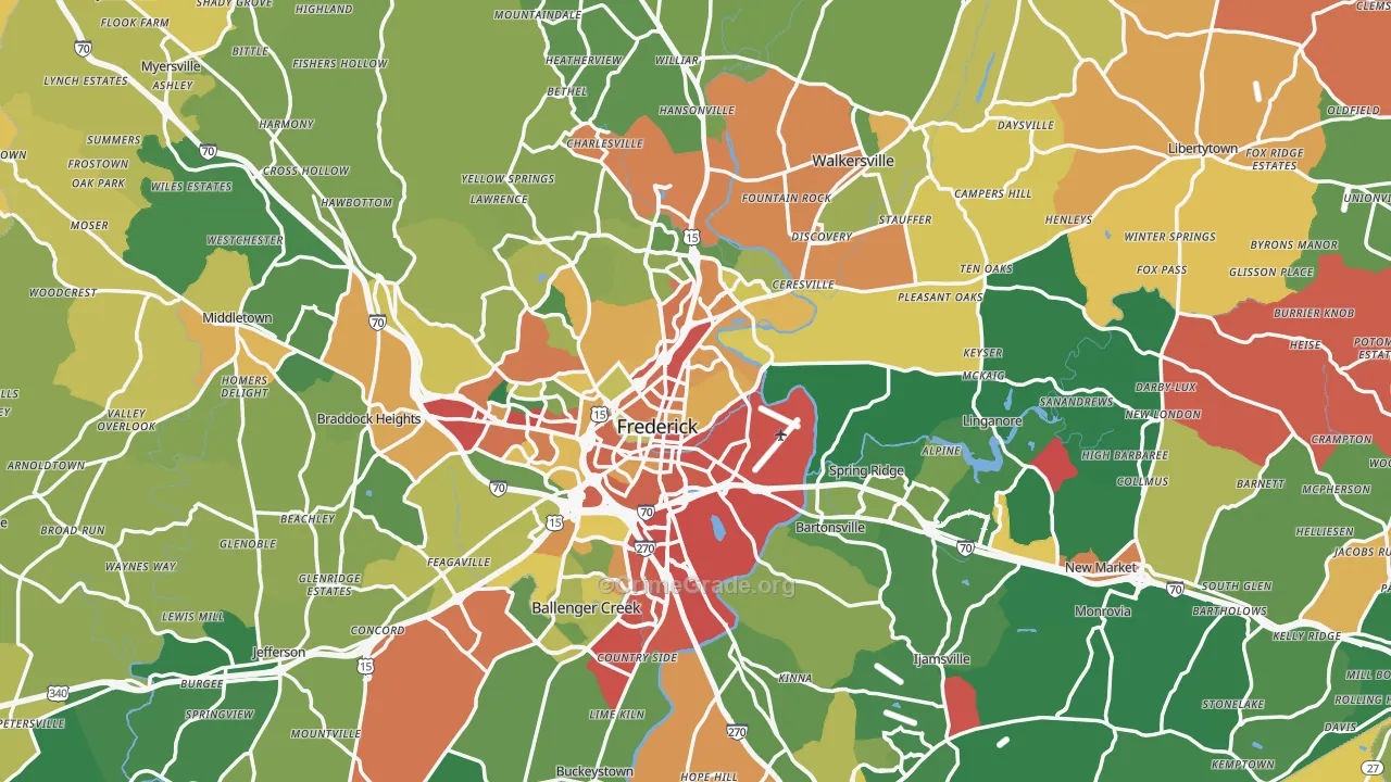 Frederick County, MD Map of Theft Rates