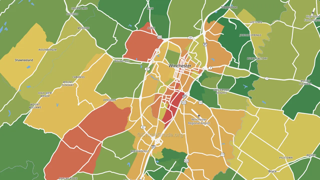 Frederick County, VA Map of Theft Rates