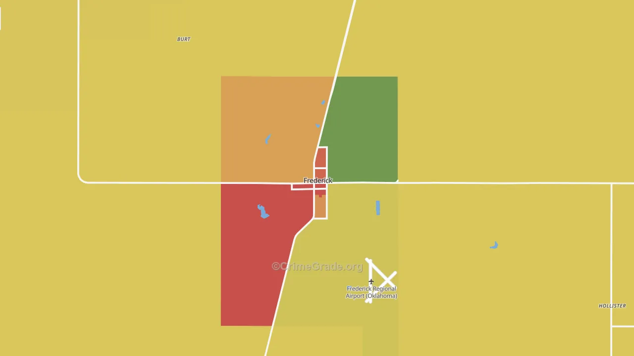 Frederick, OK Map of Theft Rates