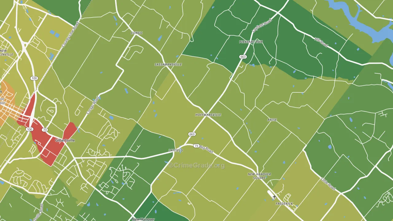 Frederick, PA Map of Theft Rates