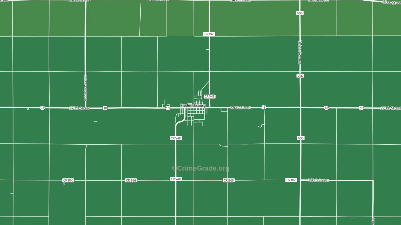 Fredericksburg, IA Map of Theft Rates