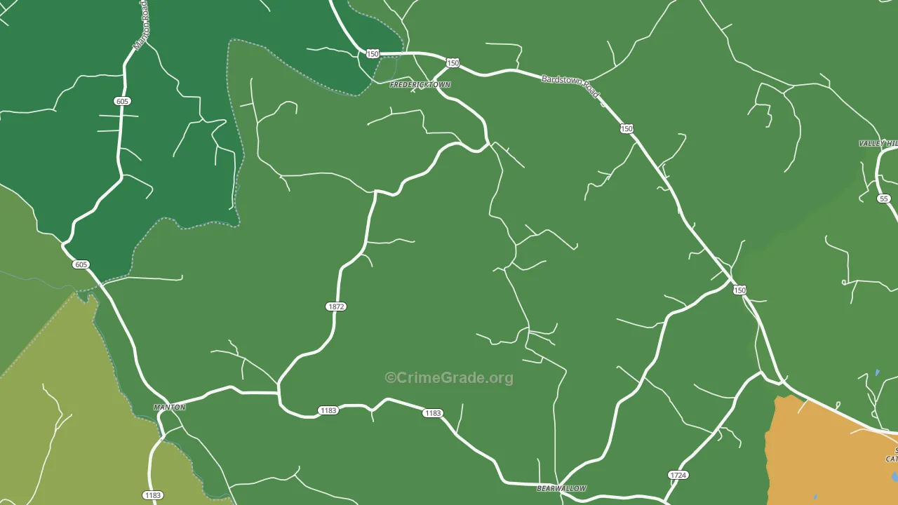 Fredericktown, KY Map of Theft Rates