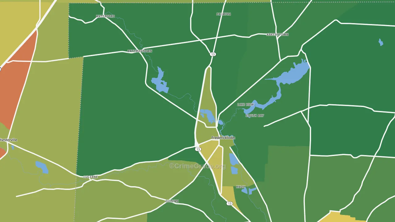 Fredericktown, OH Map of Theft Rates