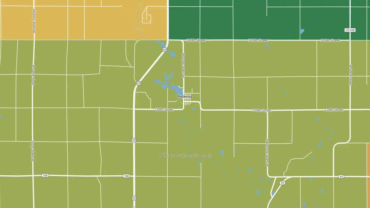 Frederika, IA Map of Theft Rates