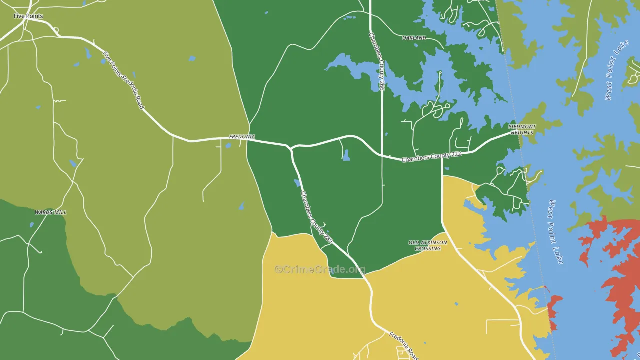 Fredonia, AL Map of Theft Rates
