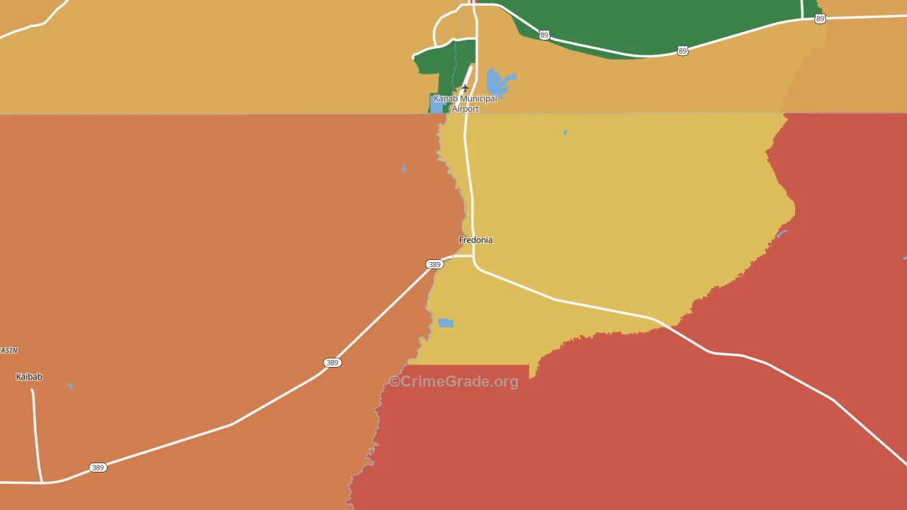 Fredonia, AZ Map of Theft Rates