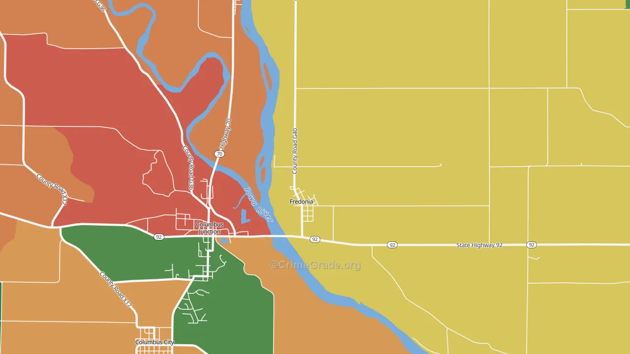 Fredonia, IA Map of Theft Rates