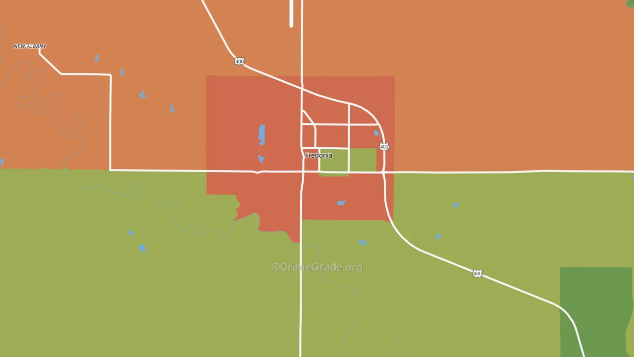 Fredonia, KS Map of Theft Rates