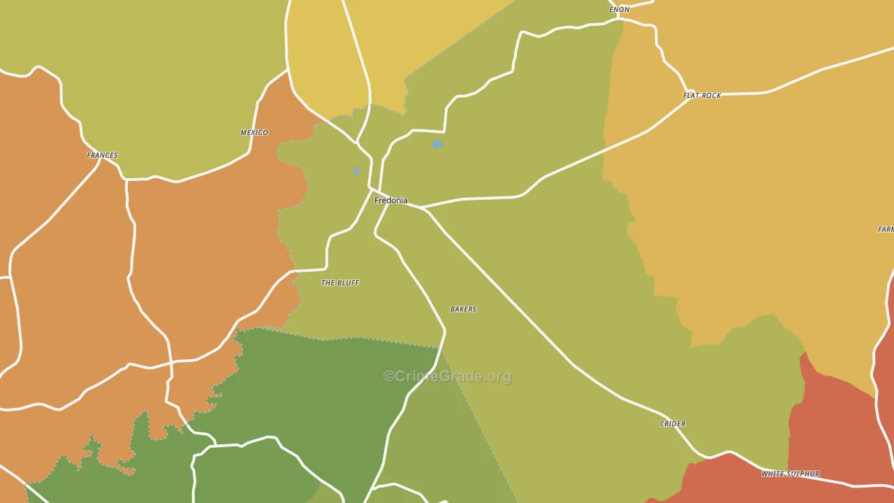 Fredonia, KY Map of Theft Rates
