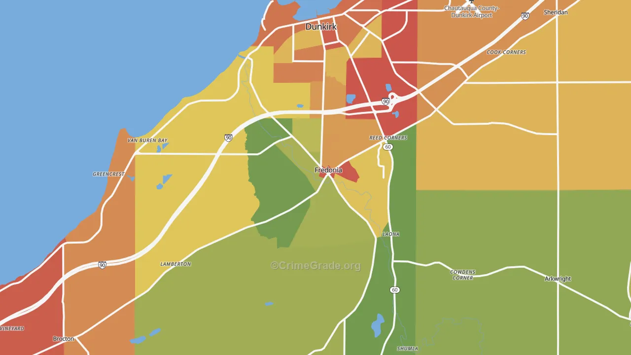 Fredonia, NY Map of Theft Rates