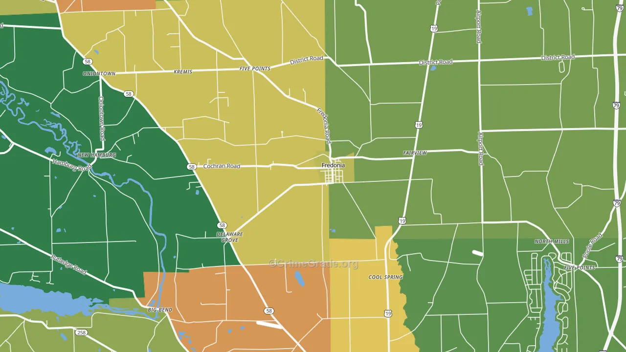 Fredonia, PA Map of Theft Rates