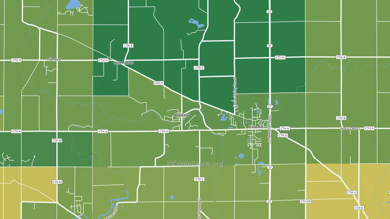Fredonia, WI Map of Theft Rates
