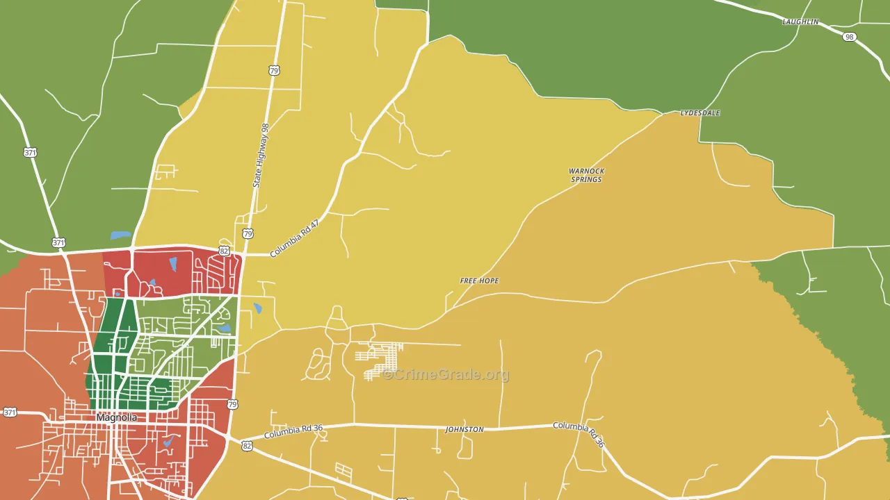 Free Hope, AR Map of Theft Rates