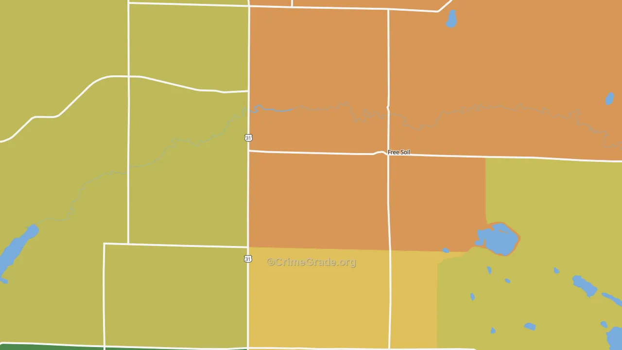 Free Soil, MI Map of Theft Rates