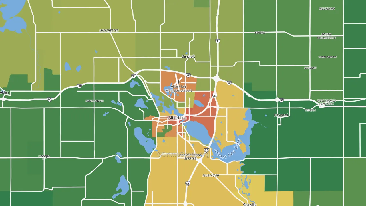 Freeborn County, MN Map of Theft Rates