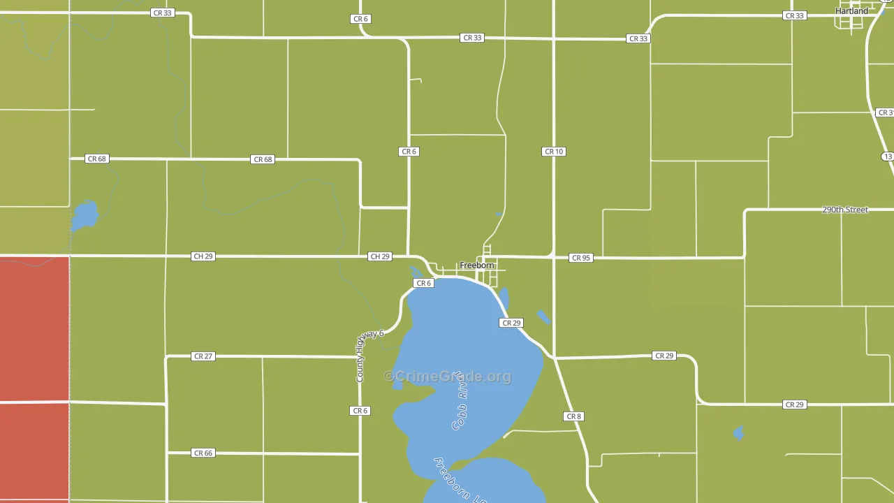 Freeborn, MN Map of Theft Rates