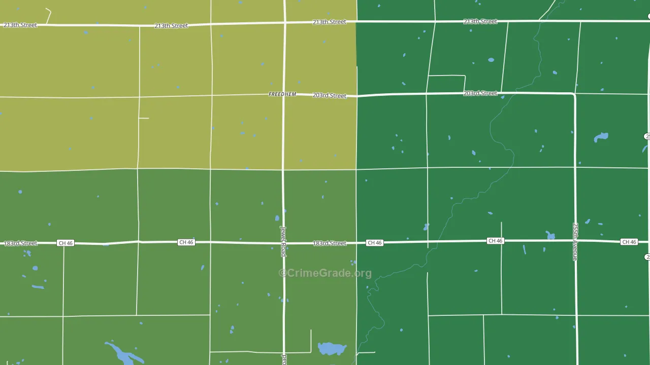 Freedhem, MN Map of Theft Rates