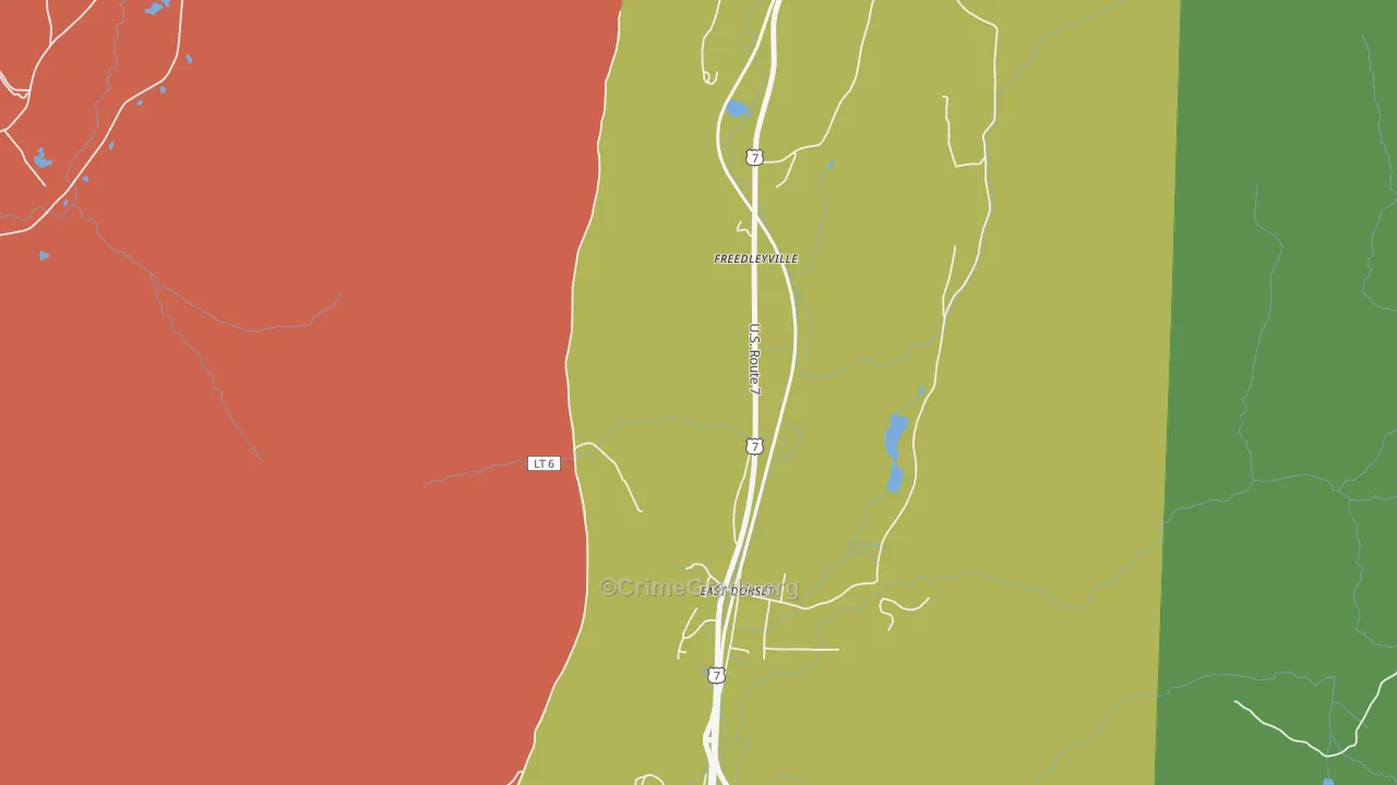 Freedleyville, VT Map of Theft Rates