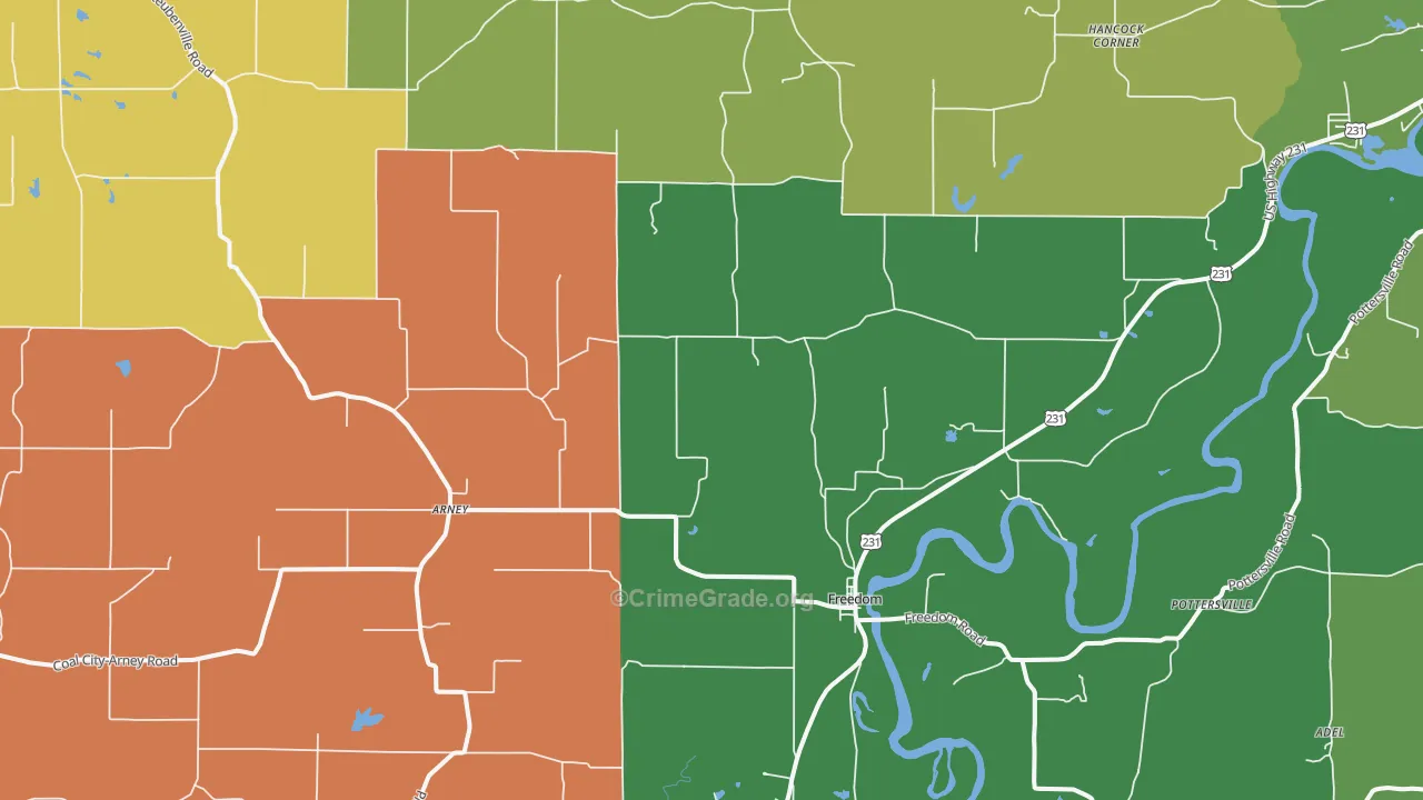 Freedom, IN Map of Theft Rates