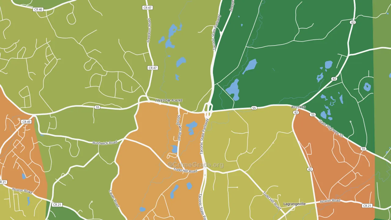Freedom Plains, NY Map of Theft Rates
