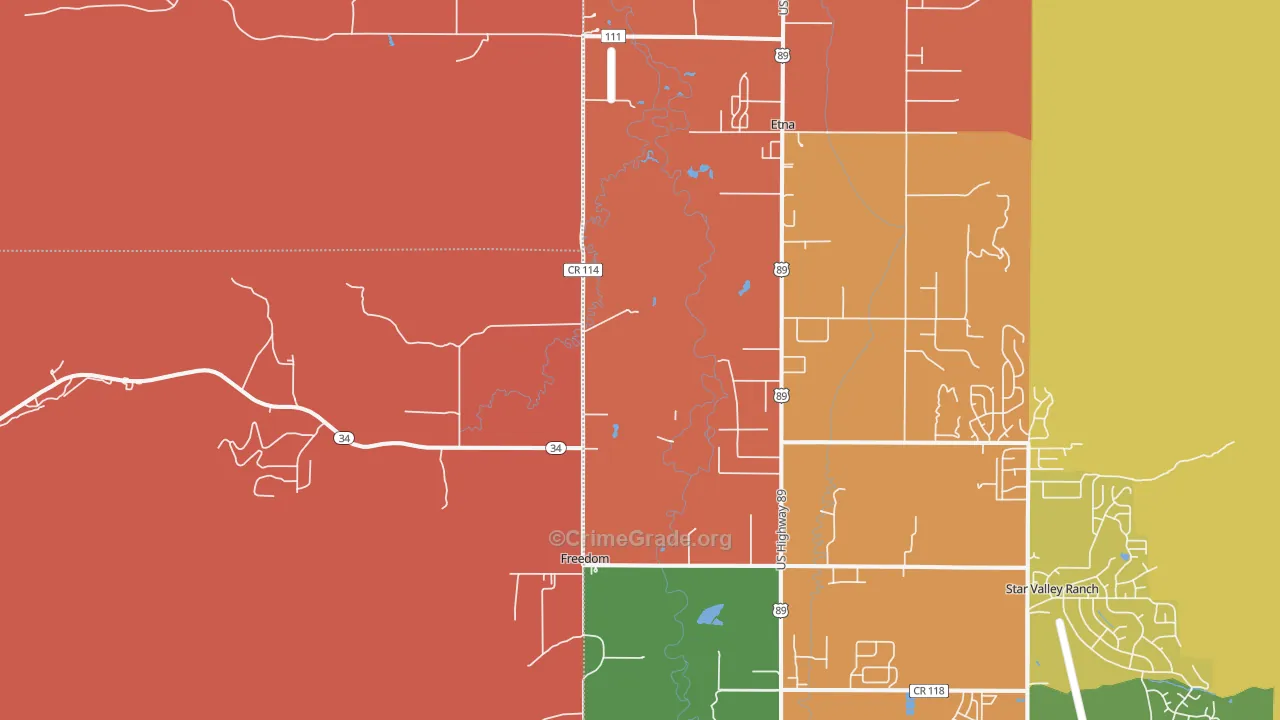 Freedom, WY Map of Theft Rates
