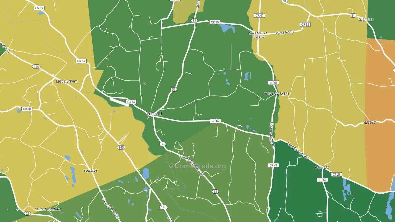 Freehold, NY Map of Theft Rates