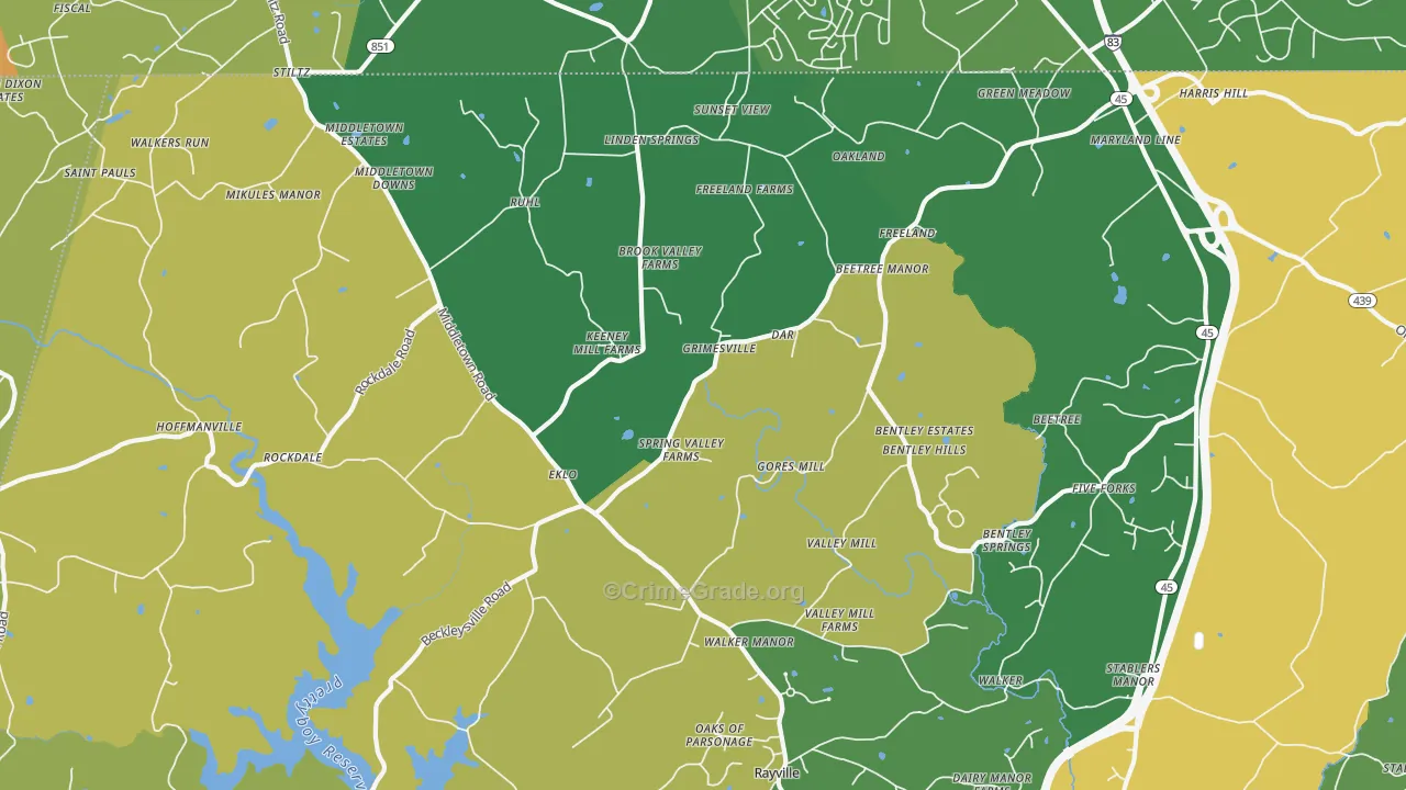 Freeland, MD Map of Theft Rates
